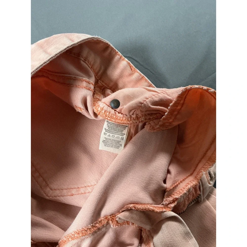 Free People Skinny Jeans Peach Coral Salmon‎ Ankle Zip Low Rise W26 OB15125